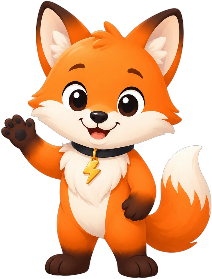 Flick, SocialGrow’s fox mascot, waving